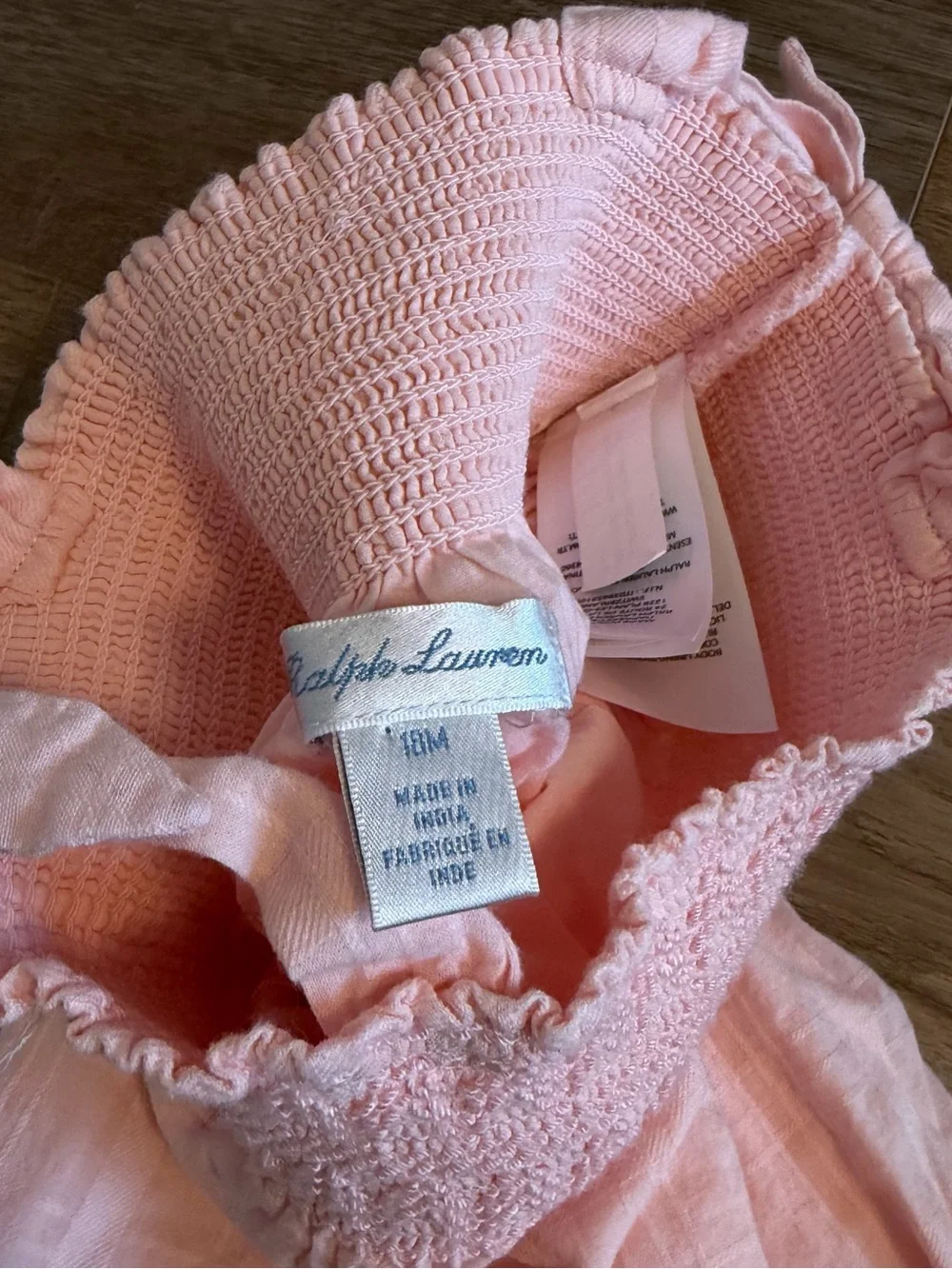 Ralph Lauren Linen Cotton Smocked Dress Light Pink Size 18 Month Baby Girl